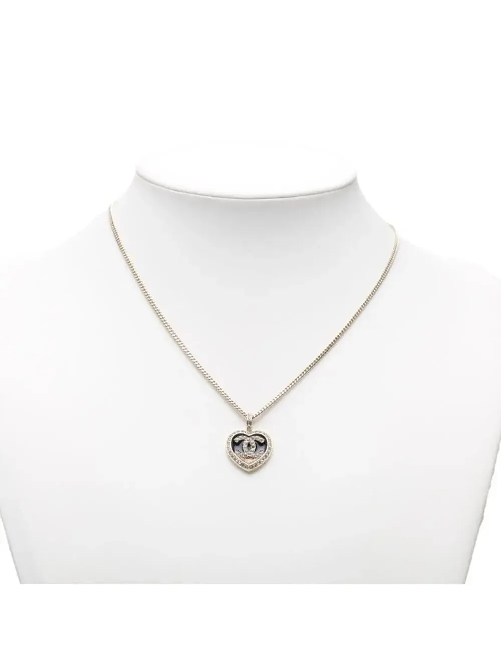 Chanel Cc Logo Heart Pendant Necklace #327493C11B